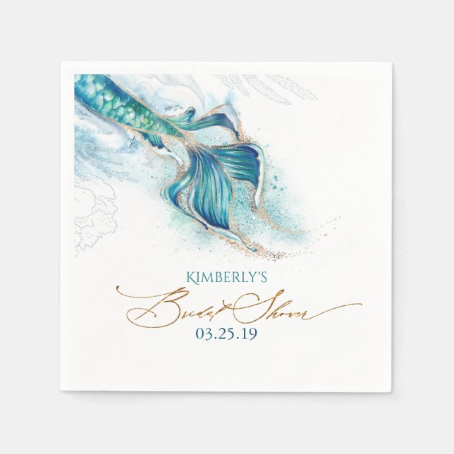 Under the Sea Siren Bröllopsdusch Pappersservett (Framsidan)