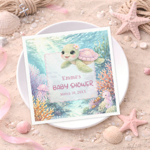 Under the Sea Sköldpadda Flicka Baby Shower Pappersservett