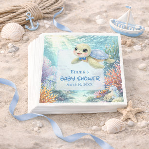 Under the Sea Sköldpadda Pojke Baby Shower Pappersservett
