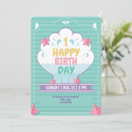 Under The Sea Snäckinbjudan 1-års födelsedag  Inbjudningar