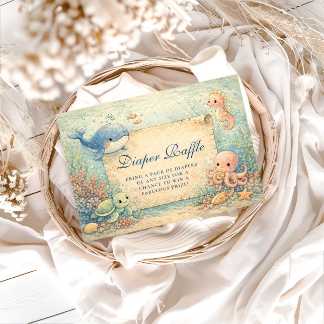 Under the Sea Storybook Baby Shower Diapper Raffle Tilläggskort (Skapare uppladdad)