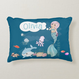 Under the Sea Sweet Mermaid Personalized Prydnadskudde