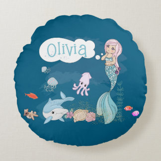 Under the Sea Sweet Mermaid Personalized Rund Kudde