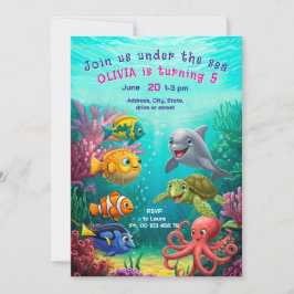 Under the sea Theme invitaion. Kids party. Inbjudningar