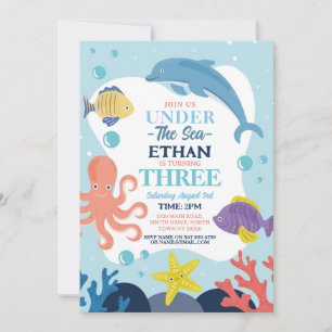 Under The Sea TRE Ocean Dolphin Bläckfisk 3rd Inbjudningar