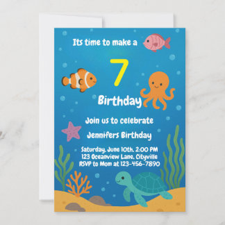 Under the Sea Underwater Birthday Invitation Inbjudningar