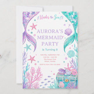 Under The Sea Watercolor Party Invite Inbjudningar