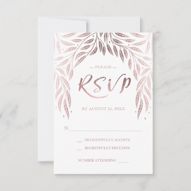 Under the Willows bröllop RSVP Rose Gold OSA Kort (Framsida)