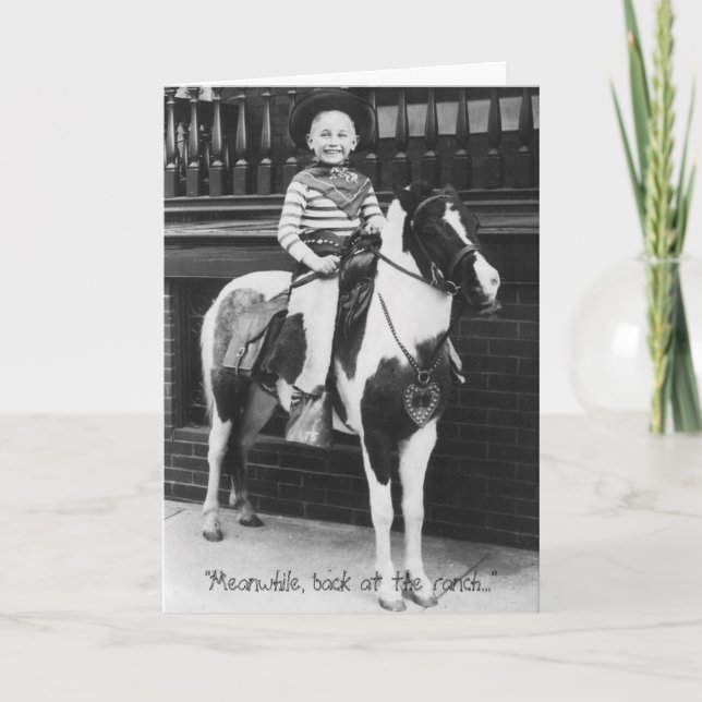 "Under tiden, tillbaka på ranchen..." Kort (Framsida)