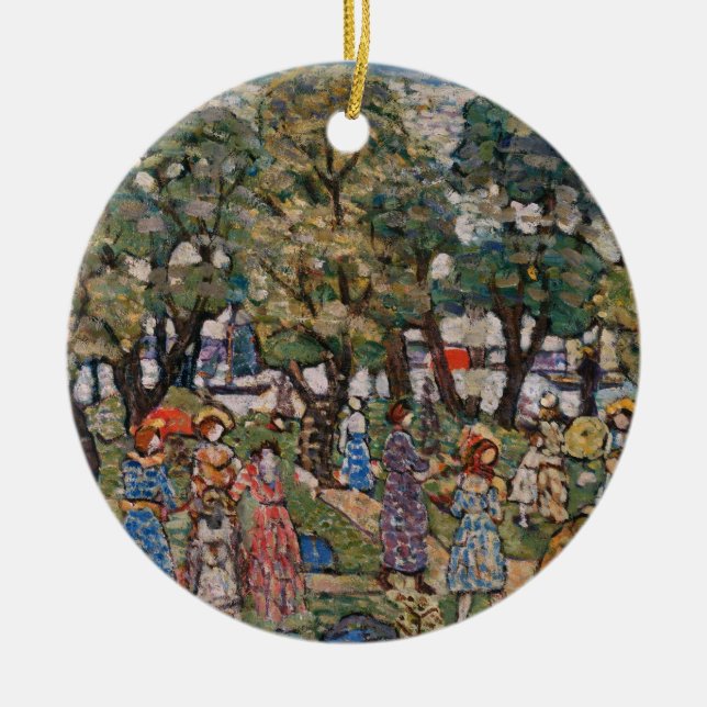 Under Träd av Maurice Prendergast, Fine Art Julgransprydnad Keramik (Framsidan)