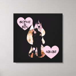 Under Umbrella: Romantic Couple Kissing in Rain Canvastryck