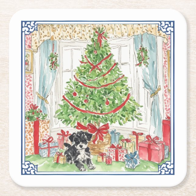 Under Underläggen Julgran Underlägg Papper Kvadrat (Framsidan)