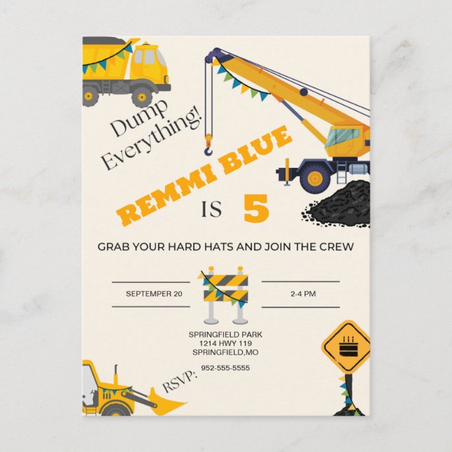 Under Uppbyggnad! Ensidig Födelsedag Vykort (Framsida)