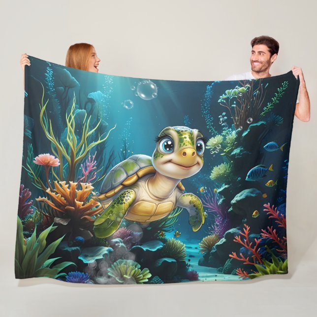 Under vatten äventyr med den heliga sköldpaddan. fleecefilt (På plats)