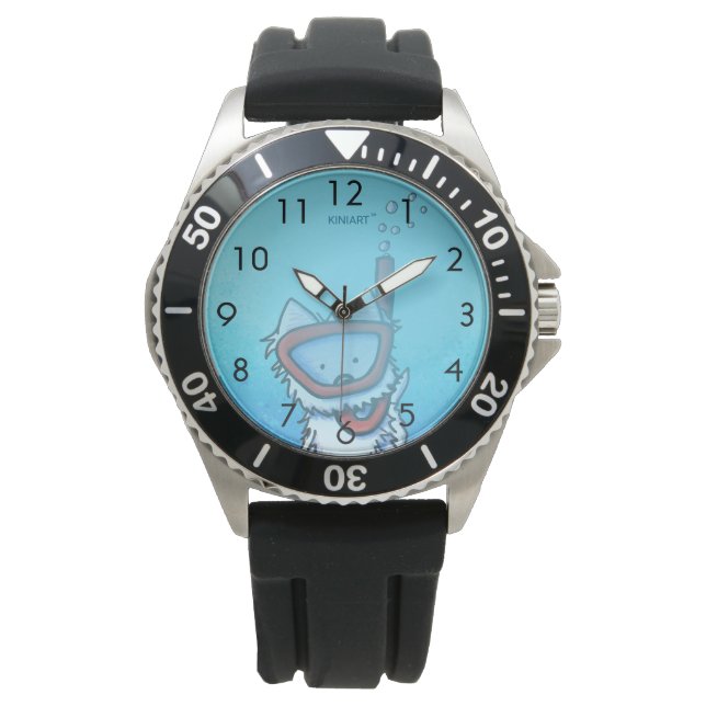 Under vatten Scuba Westie Wrist Watch Armbandsur (Framsida)