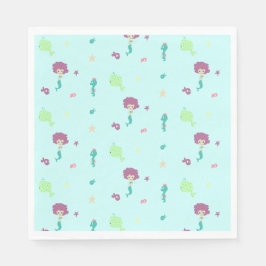 Under vatten varelser mönster blå pappersservett