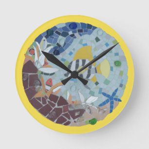 Under Vatten World Moonfish Mosaic Wall Clock Rund Klocka
