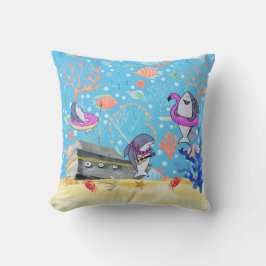 Under Water Deep Sea Shark Party Time Barn Kudde