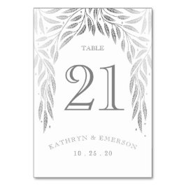 Under Willows Bröllop Bord-kort Faux Silver Bordsnummer