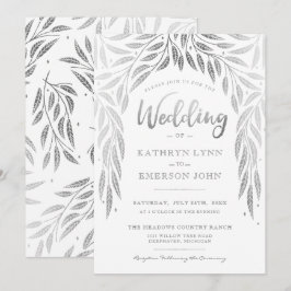 Under Willows Bröllops inbjudan Faux Silver