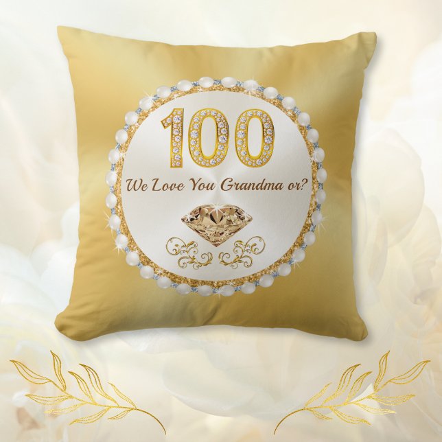 Underbar, 100-årspresent Kudde, 100-årsfirande Kudde (100th birthday gift for grandma or grandpa. 100th birthday pillow in 3 sizes. 100th birthday ideas.)