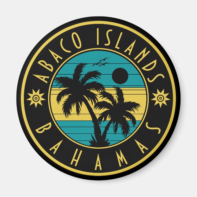 Underbar Abaco Bahamas Retro Handflatan Träd Souve Magnet (Framsidan)
