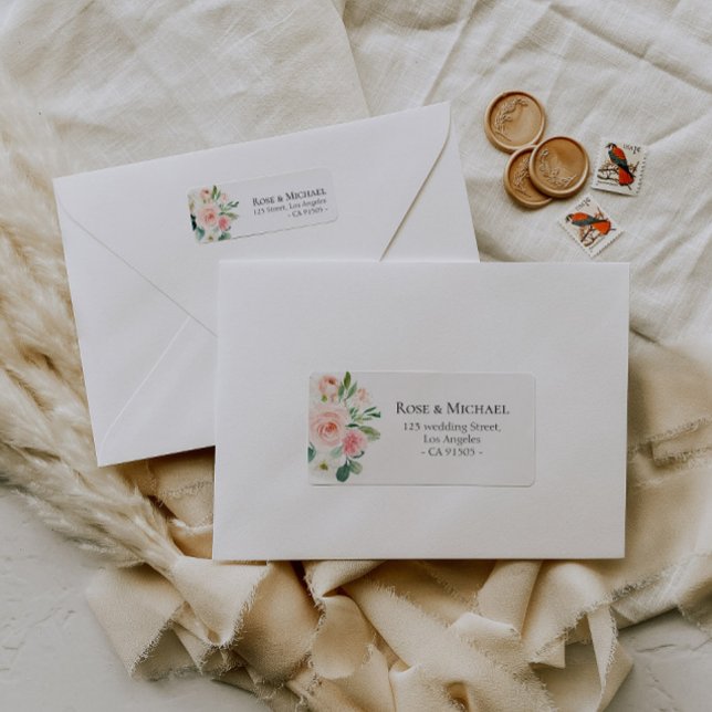 underbar adressetikett för rosa och vit  blomma (Skapare uppladdad)