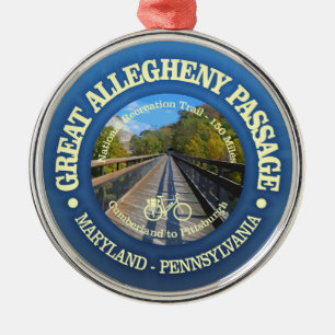 Underbar Allegheny Passage (cykling c) Julgransprydnad Metall