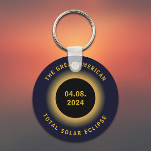 Underbar American Total Solar Eclipse 8 april 2024 Nyckelring