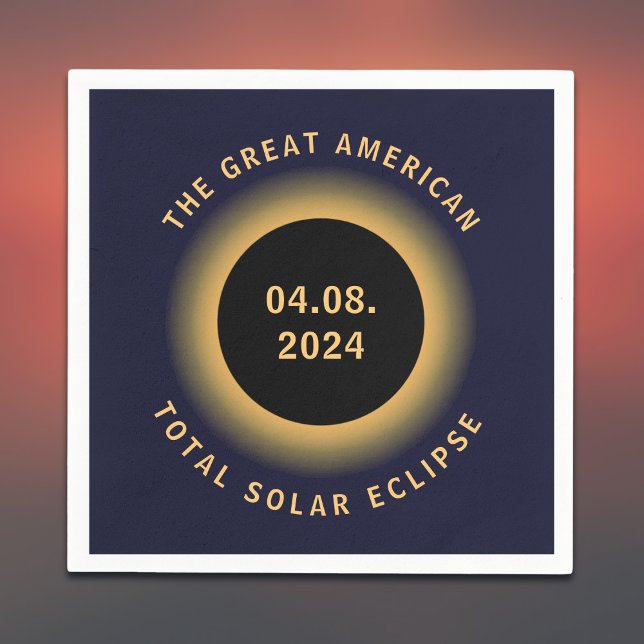 Underbar American Total Solar Eclipse 8 april 2024 Pappersservett (All text is editable, amend to show city/state or family name)