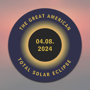 Underbar American Total Solar Eclipse 8 april 2024 Runt Klistermärke