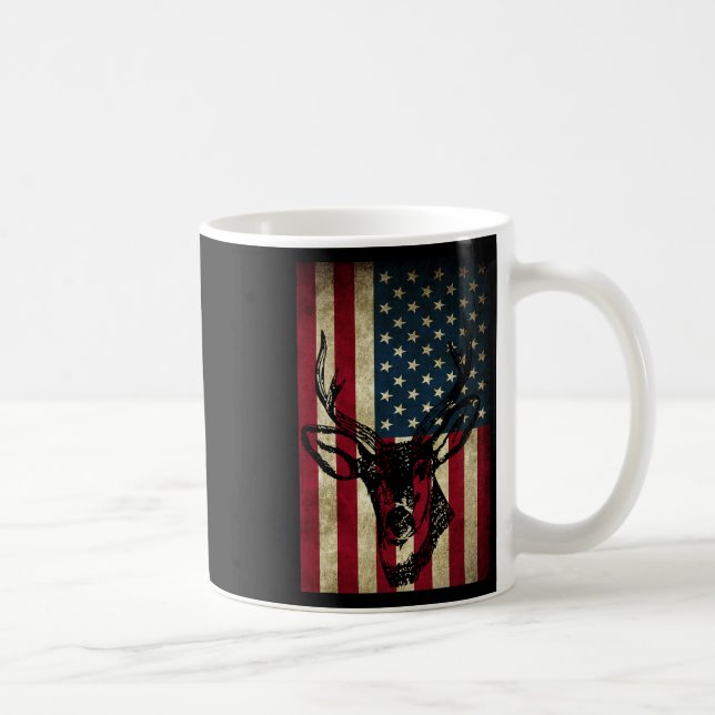 Underbar amerikansk Flagga Patriotic Hjort Hunting Kaffemugg (Höger)