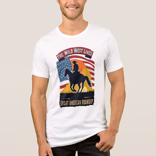 underbar amerikansk rundstrålningsskjorta, western t shirt (Framsida)