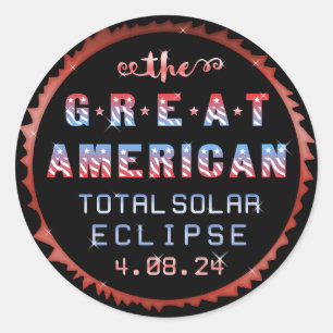 Underbar amerikansk Total Solar Eclipse 8 april 20 Runt Klistermärke