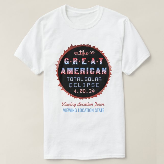 Underbar amerikansk Total Solar Eclipse 8 april 20 T Shirt (Design framsida)