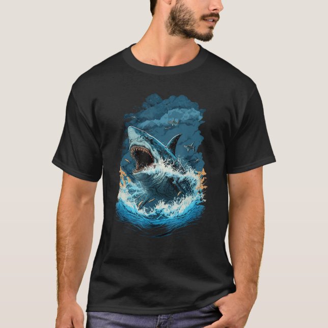 Underbar Animerad för vithaj T Shirt (Framsida)