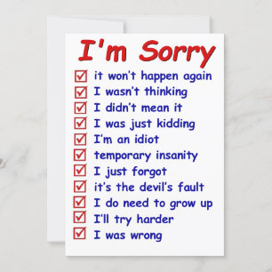 Underbar apologi! Underbara kusar! Anteckningskort Inbjudningar