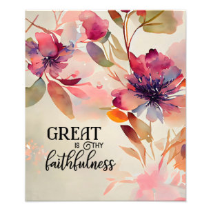 Underbar är Thy Faithness Beloved Hymn Blommigt Fototryck