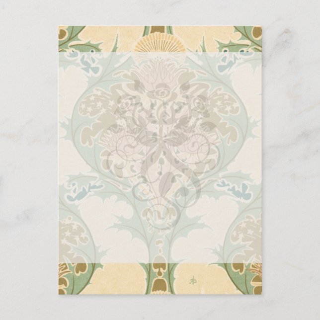 underbar art nouveau blommigt botaniska mönster vykort (Framsida)