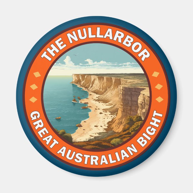Underbar australisk bight Retro Emblem i Nullarbor Magnet (Framsidan)
