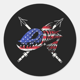 Underbar av Bowfisheries freedom flagga USA Runt Klistermärke