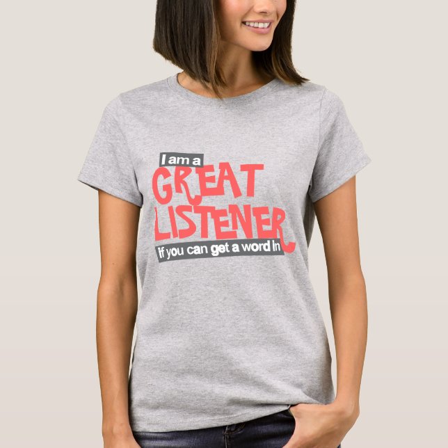 Underbar avlyssnare dam röd/koral t-shirt (Framsida)