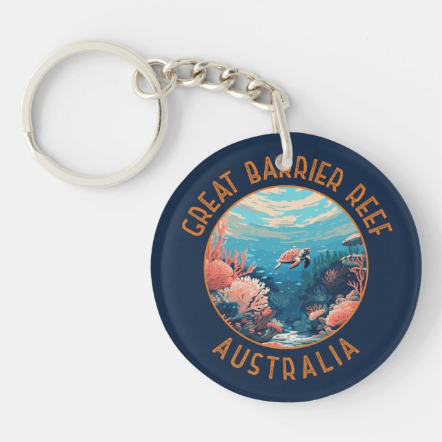 Underbar Barrier Reef Australia Retro Distress Art (Framsidan)