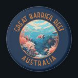 Underbar Barrier Reef Australia Retro Distress Art Magnet<br><div class="desc">Underbar barriärrev i vektorkonst stil. Den Underbara barriärreven är världens största korallrev,  som består av över 2 900 enskilda rev och 900 öar.</div>