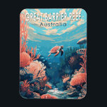 Underbar Barrier Reef Australia Travel Art Vintage Magnet<br><div class="desc">Underbar barriärrev i vektorkonst stil. Den Underbara barriärreven är världens största korallrev,  som består av över 2 900 enskilda rev och 900 öar.</div>