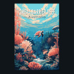 Underbar Barrier Reef Australia Travel Art Vintage Poster<br><div class="desc">Underbar barriärrev i vektorkonst stil. Den Underbara barriärreven är världens största korallrev,  som består av över 2 900 enskilda rev och 900 öar.</div>