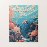 Underbar Barrier Reef Australia Travel Art Vintage Pussel<br><div class="desc">Underbar barriärrev i vektorkonst stil. Den Underbara barriärreven är världens största korallrev,  som består av över 2 900 enskilda rev och 900 öar.</div>