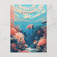 Underbar Barrier Reef Australia Travel Art Vintage