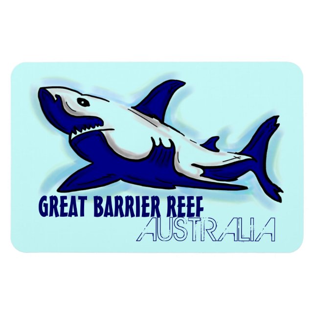 Underbar Barrier Reef Australian blue shark magnet (Horisontell)