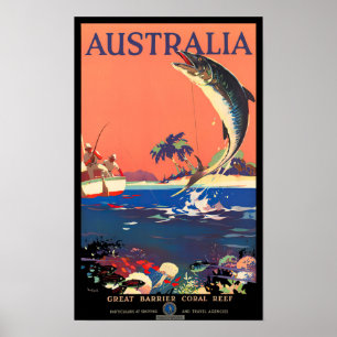 Underbar Barrier Reef Australien vintage resor Poster